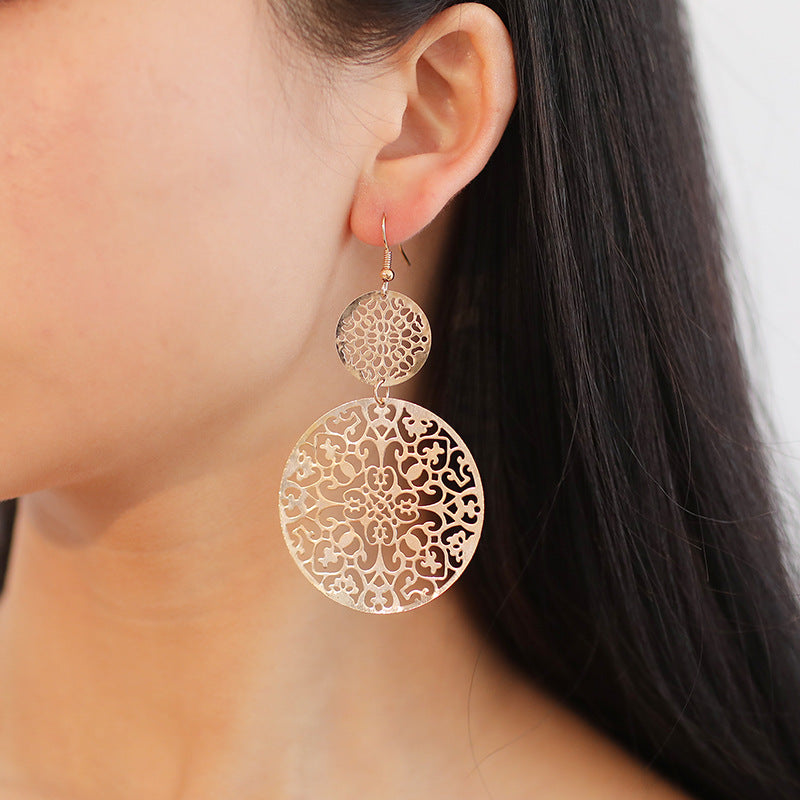 Vintage Hollow Disc Frosted Earrings