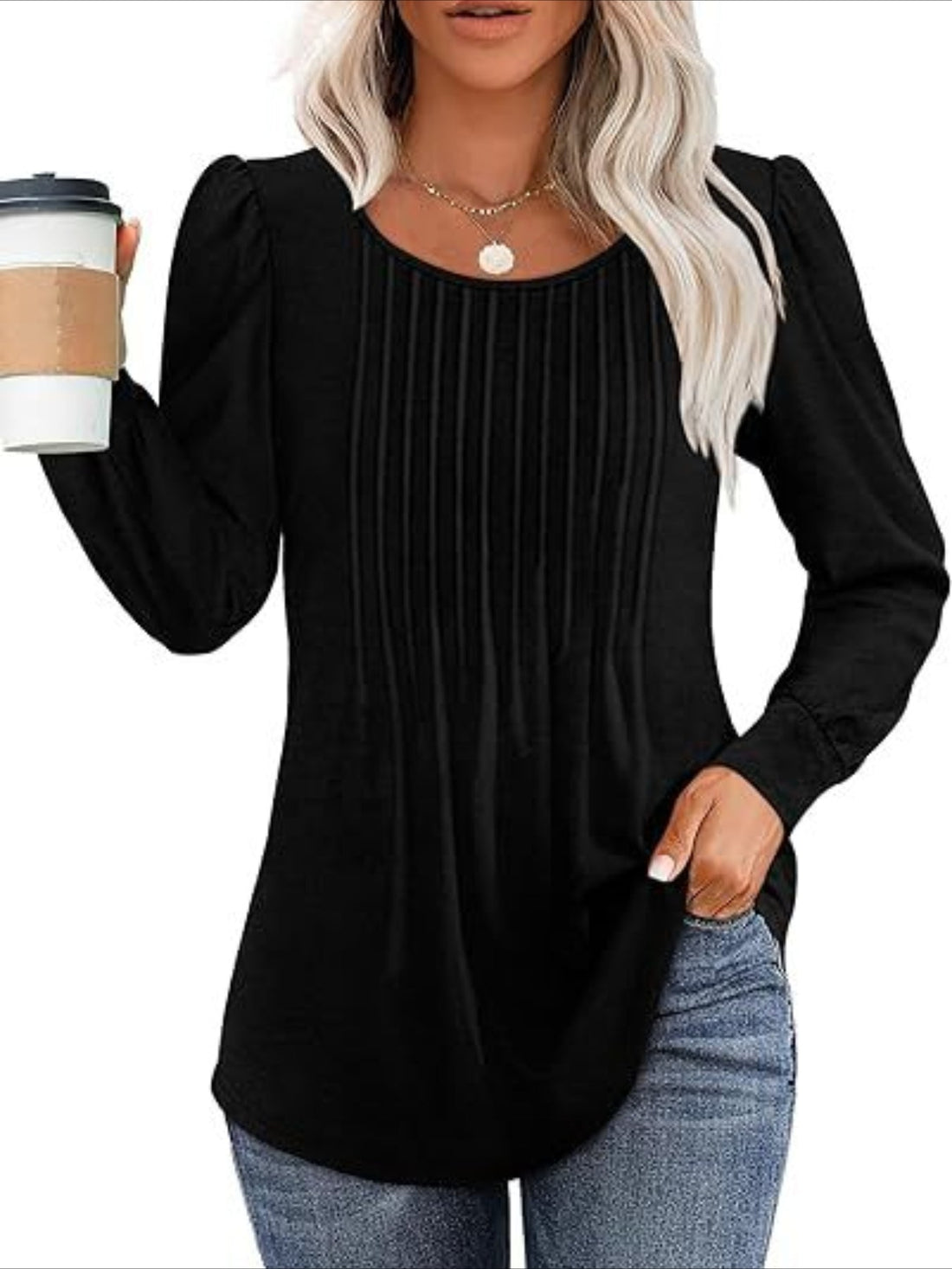 Women's Ribbed Square Neck Long Sleeve T-Shirt