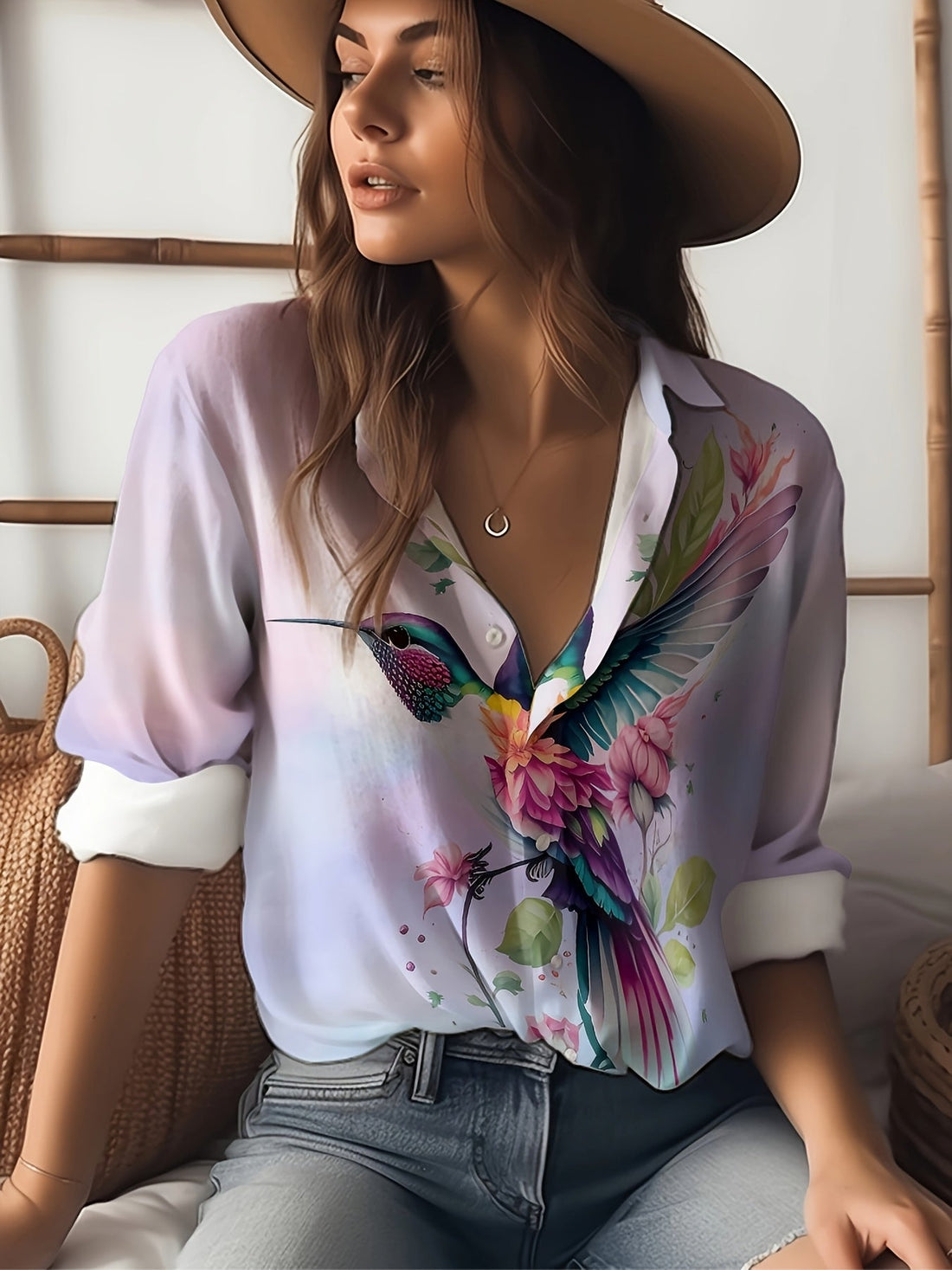 Casual Shirt Long Sleeve Floral Regular Loose Top