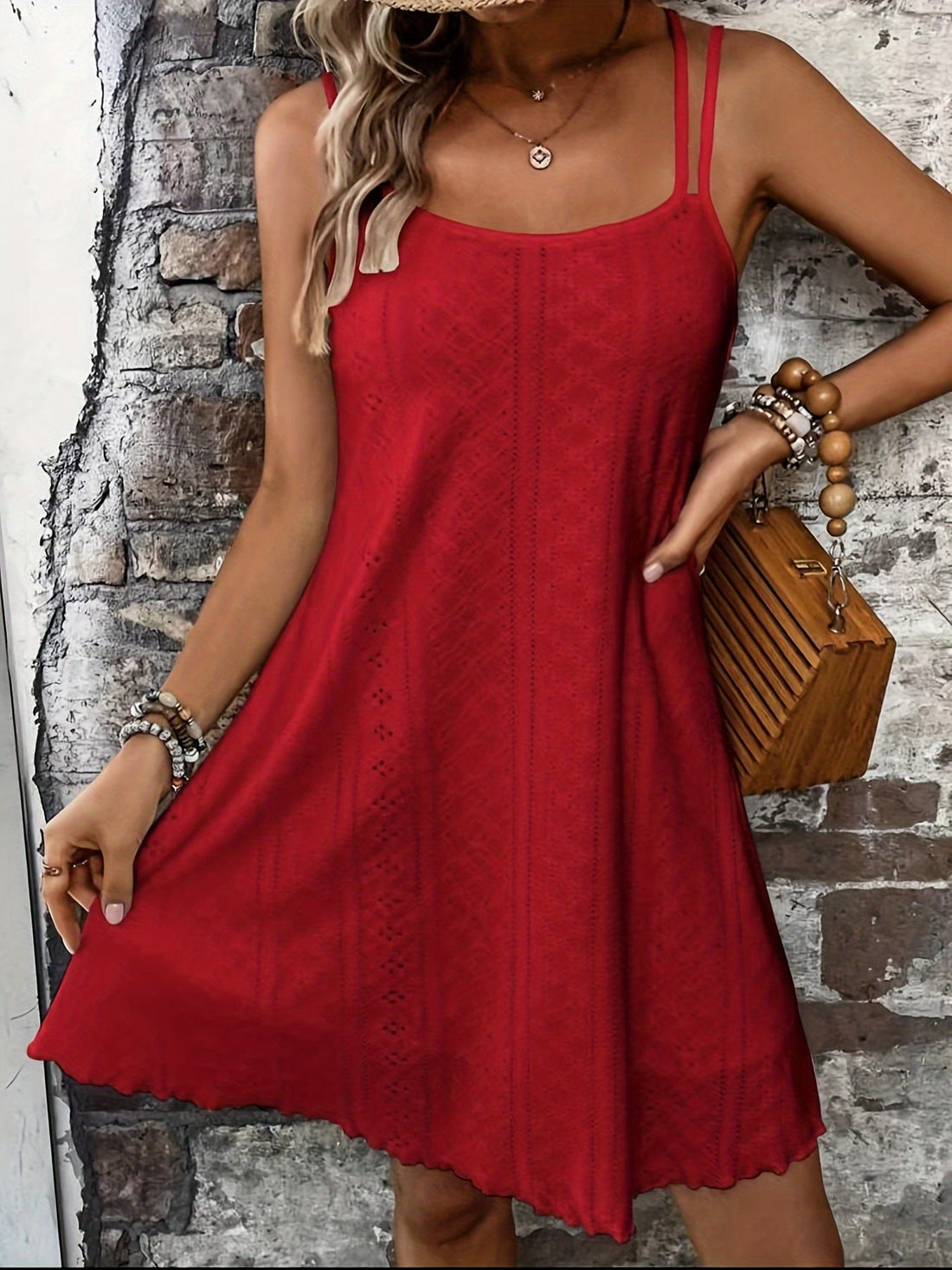 Elegant Sleeveless Lettuce Trim Dress