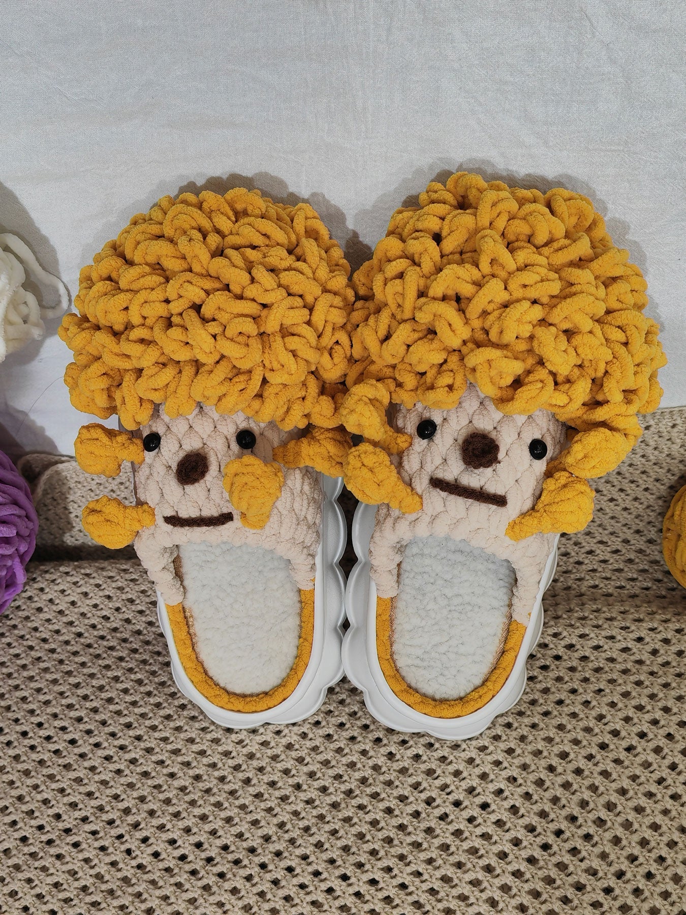 Ugly-cute Handcrafted Crochet Warm Slippers