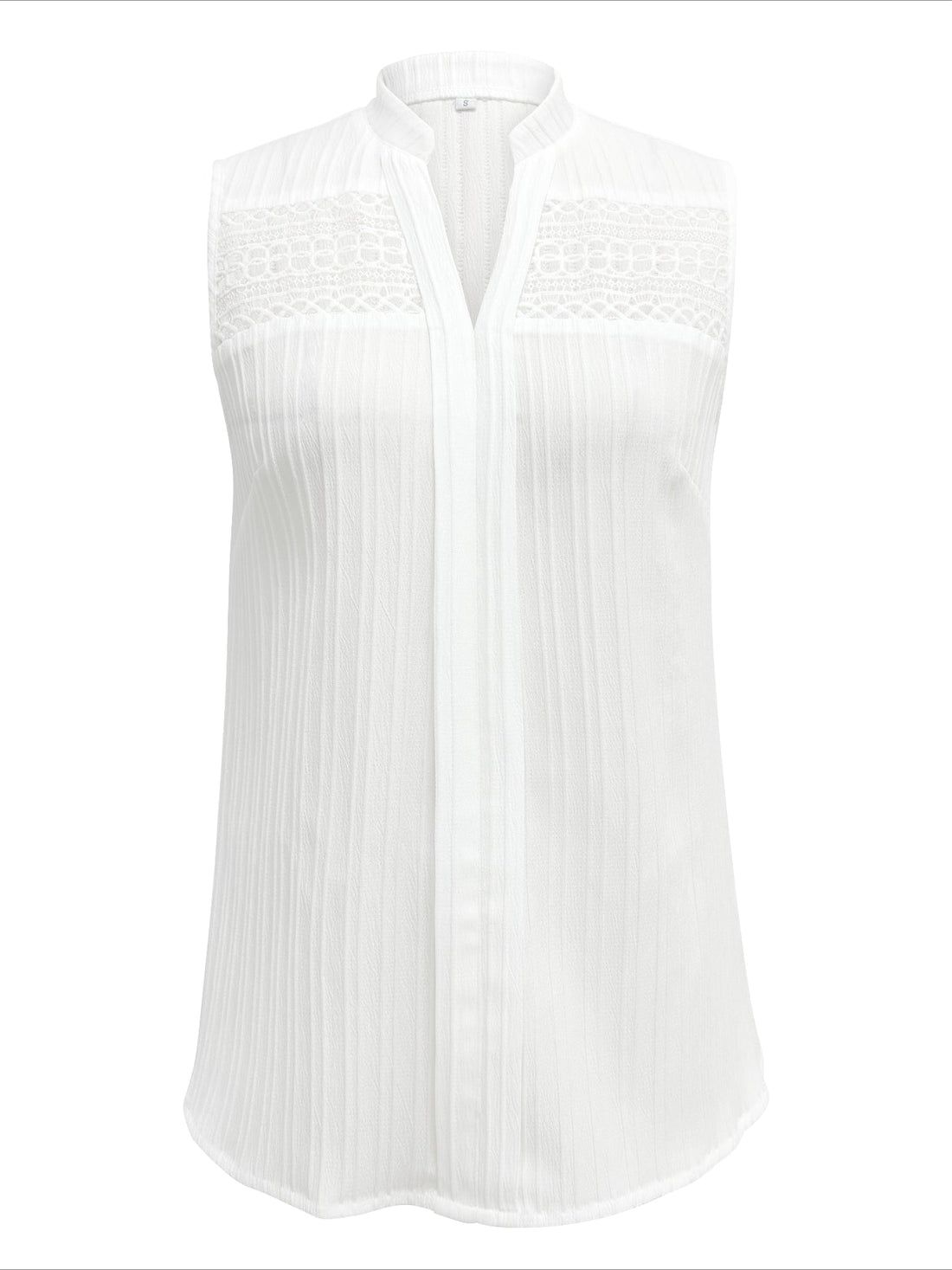 Lace Stitching V-neck Blouse, Elegant Sleeveless Top