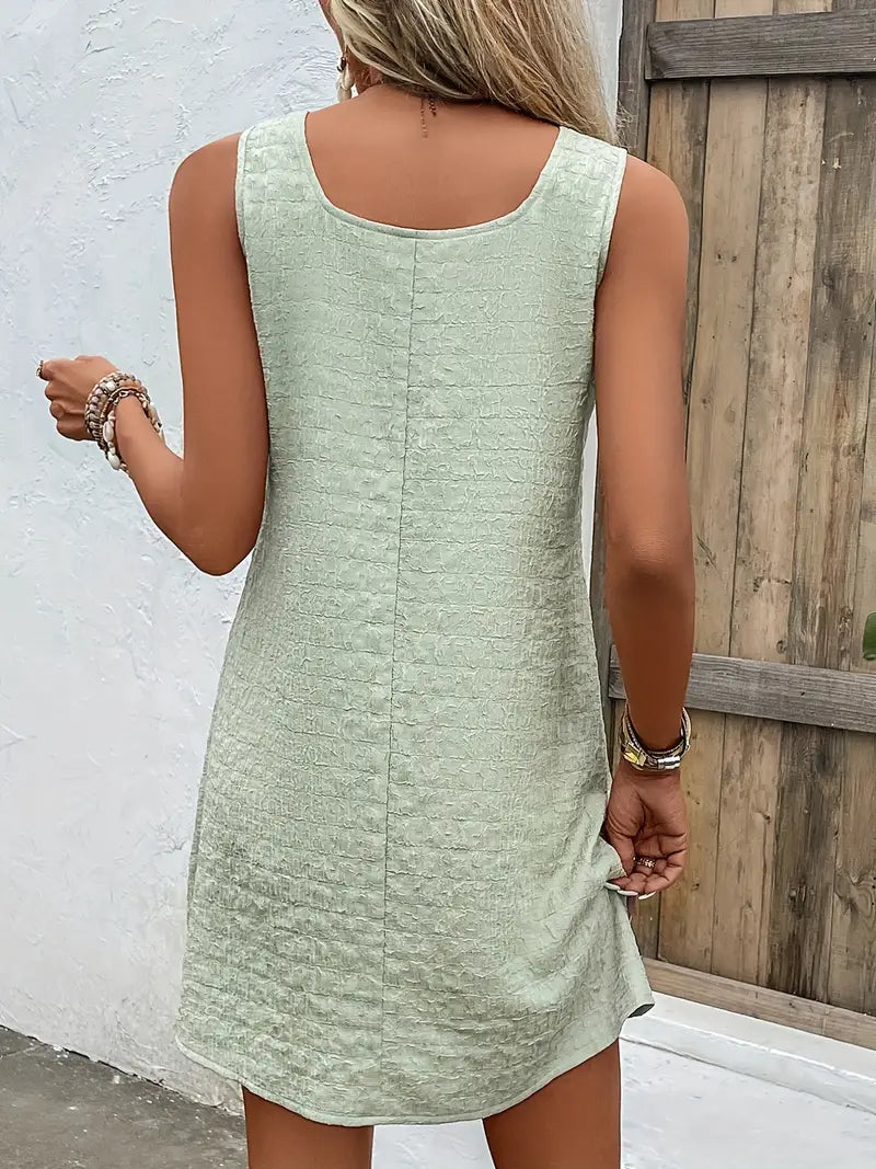 Loose Mini Tank Dress, Sleeveless Casual Dress