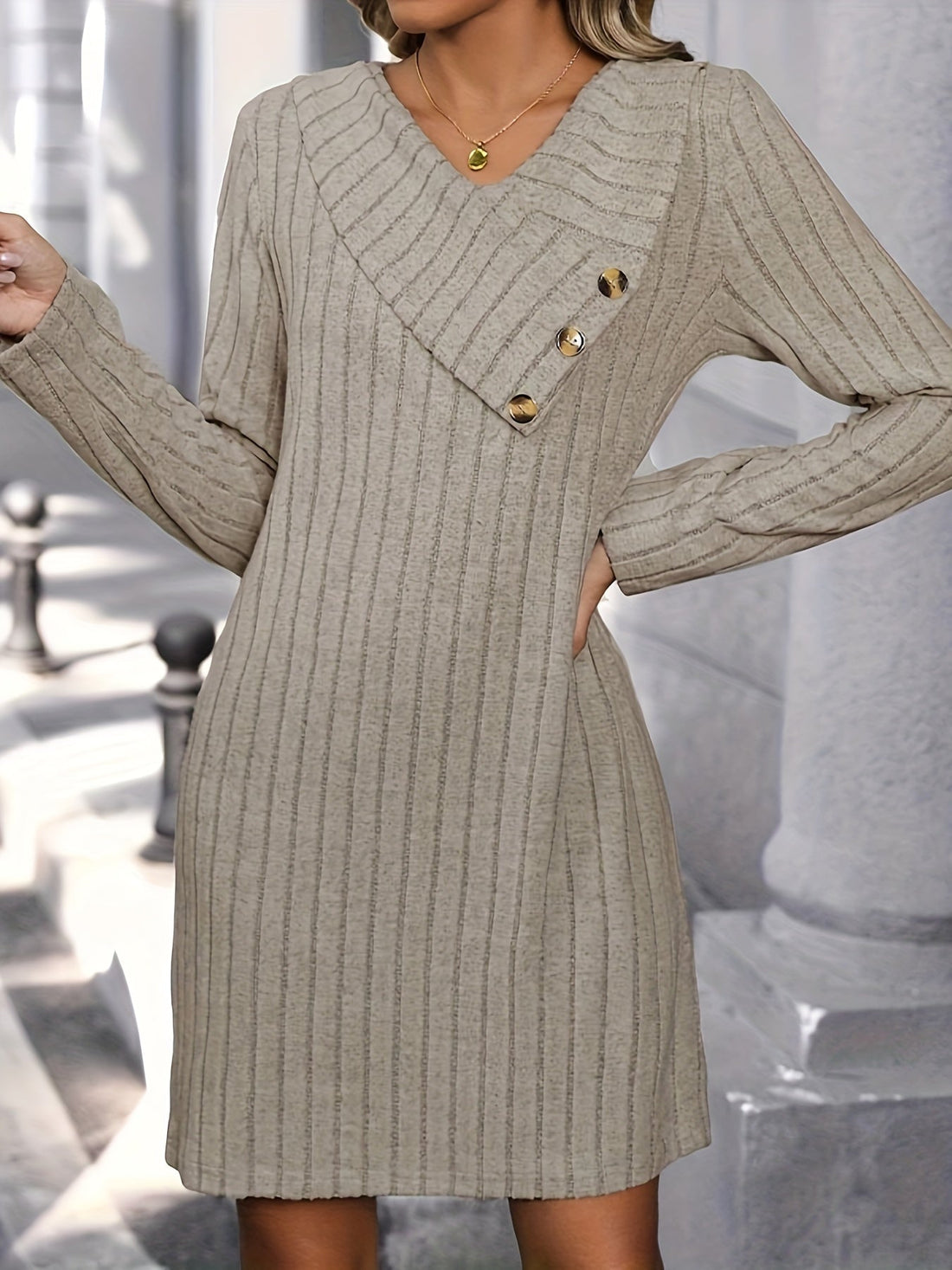 Cozy Chic V-Neck Knit Dress