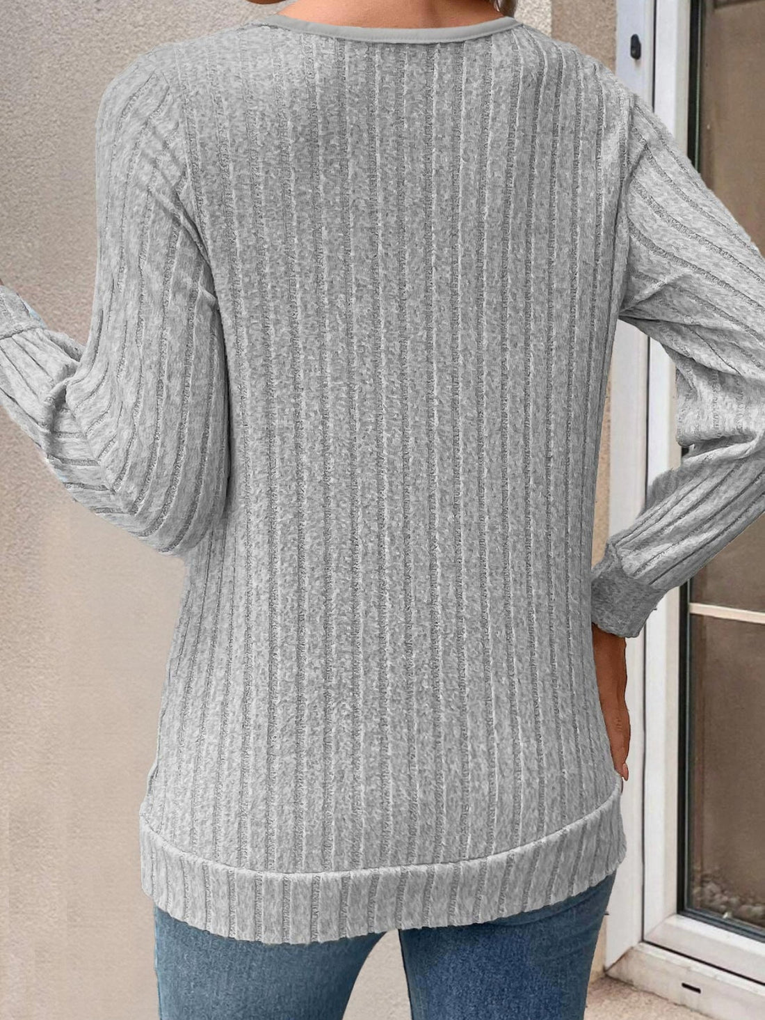 Women's Solid Color Rib Knit Embroidered 2-In-1 Casual Sweatshirt