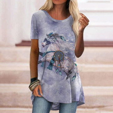 Short Sleeve O Neck Printed T-Shirt