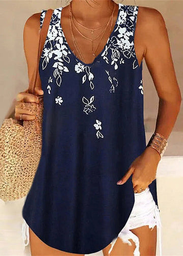 V-Neck Pullover Sleeveless Printed Vest