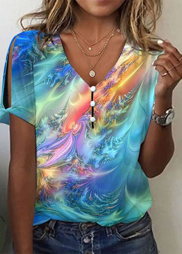 V-Neck Tie-Dye Short-Sleeved T-Shirt