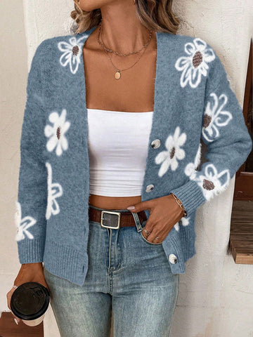 2024's Hottest Flower Pattern Cardigan Sweater - Trendy & Cozy Winter Wear