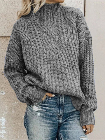 Plain Casual Balloon Sleeve Long Sleeve Sweater