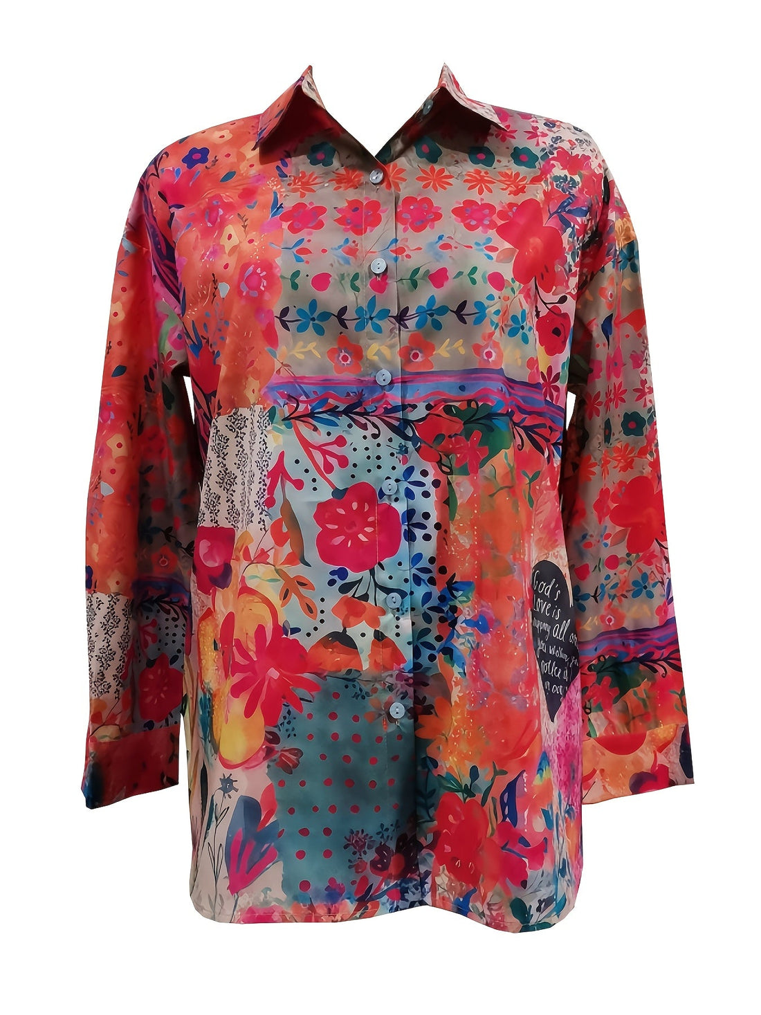 Casual Shirt Long Sleeve Floral Regular Loose Top