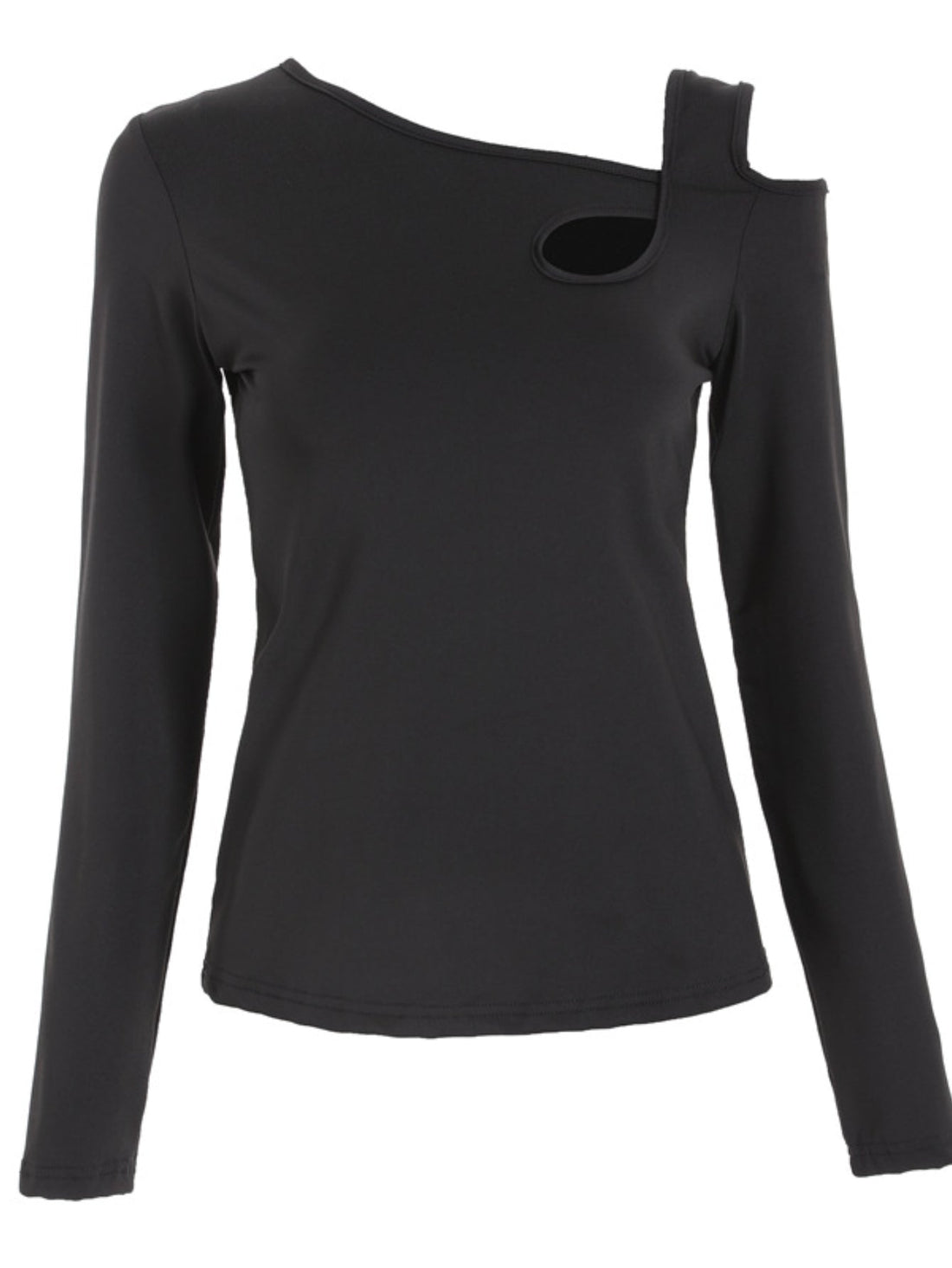 Chic Cold Shoulder Cut Out Asymmetrical Long Sleeve T-Shirt , Comfortable Casual Wear