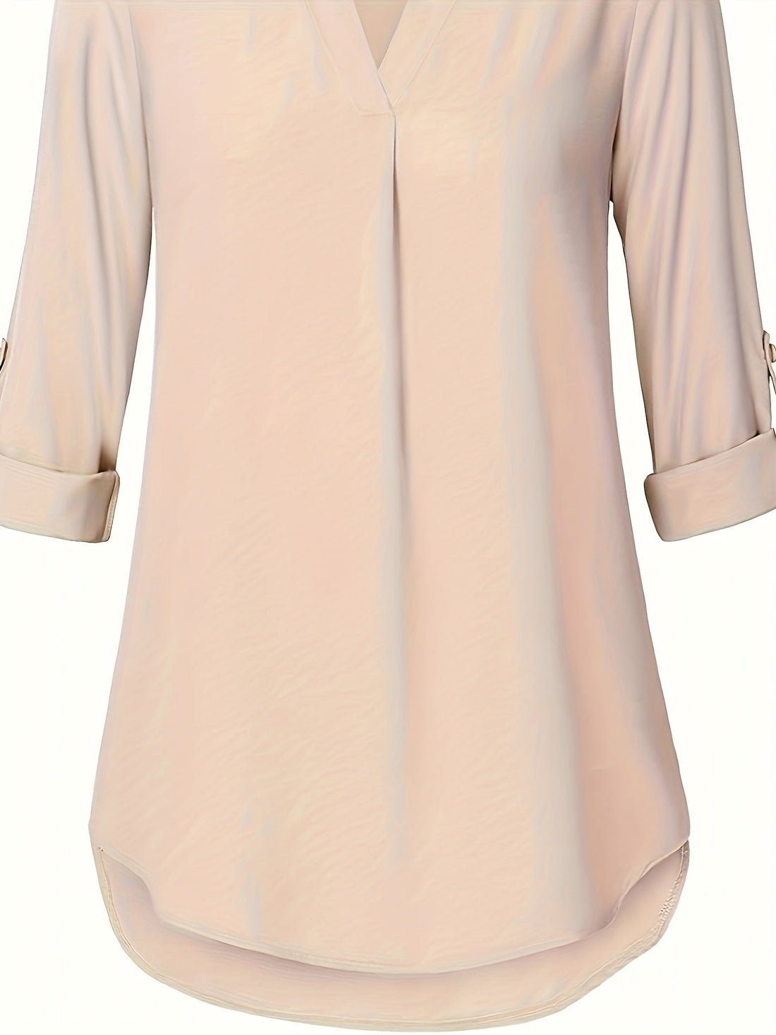 Solid Simple Blouse, Casual V Neck Long Sleeve Blouse